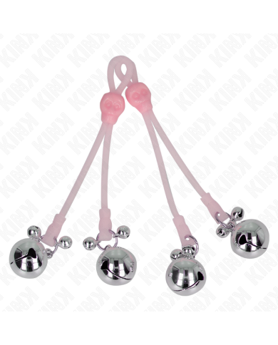 KINK - PINCES À TÉLÉPIN LUMINEUSES CRÂNE AVEC ANNEAU CLOCHES RÉGLABLES ROSE / ARGENT