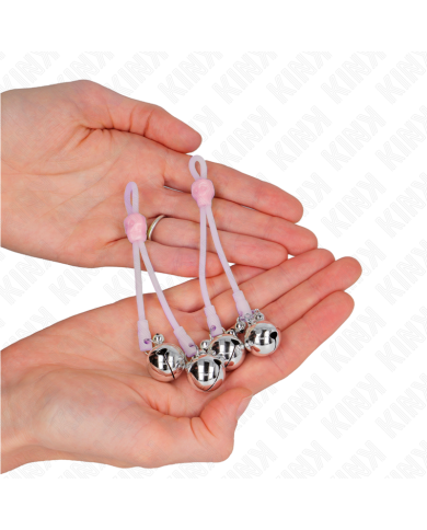 KINK - PINCES À TÉLÉPIN LUMINEUSES CRÂNE AVEC ANNEAU CLOCHES RÉGLABLES ROSE / ARGENT