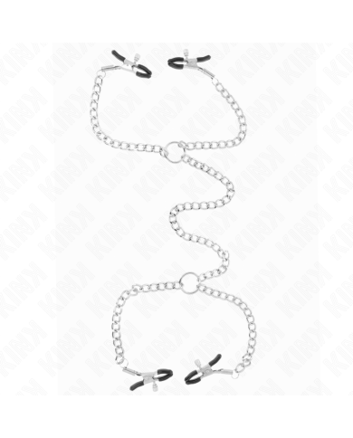 KINK - 4 PINCES À METON CHAÎNE 32 CM AVEC PETITES CHAÎNES 14 CM