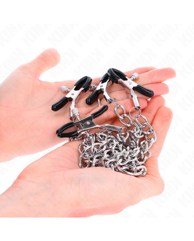KINK - 4 PINCES À METON CHAÎNE 32 CM AVEC PETITES CHAÎNES 14 CM