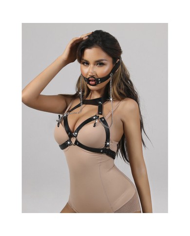 SUBBLIME - 953720 PINCES À SEINS EN CUIR BONDAGE NOIRES TAILLE UNIQUE