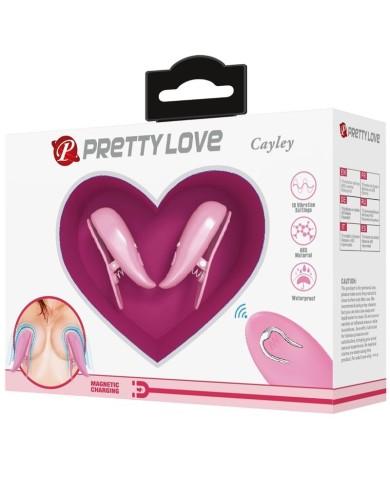 PRETTY LOVE - PINCES À TÉTONS CAILEY 10 VIBRATIONS TÉLÉCOMMANDE ROSE