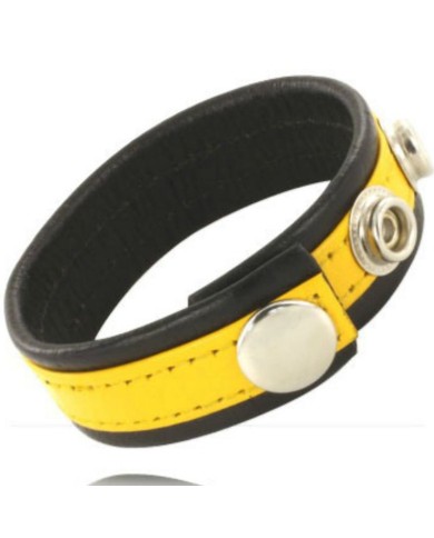 LEATHER BODY - SANGLE EN CUIR RÉGLABLE PÉNIS JAUNE-NOIR