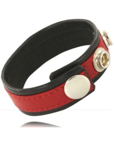 LEATHER BODY - SANGLE EN CUIR RÉGLABLE POUR PÉNIS ROUGE-NOIR