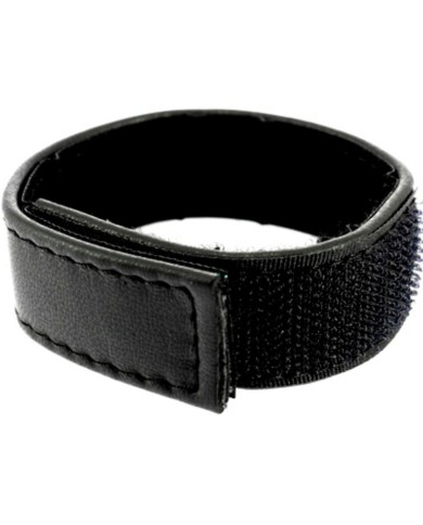 LEATHER BODY - SANGLE EN CUIR RÉGLABLE AVEC VELCRO POUR PÉNIS NOIR