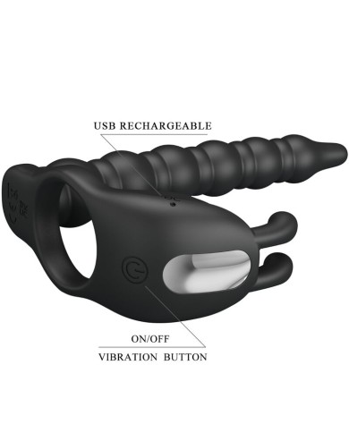 PRETTY LOVE - BLACKNEY ANNEAUX PÉNIS AVEC PLUG VIBRATEUR
