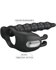 PRETTY LOVE - BLACKNEY ANNEAUX PÉNIS AVEC PLUG VIBRATEUR