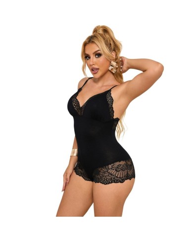 SUBBLIME - TEDDY DÉTAIL DENTELLE FLORALE NOIR L/XL
