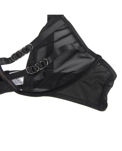SUBBLIME - ENSEMBLE DEUX PIÈCES DE SOUTIEN-GORGE TRANSPARENT ET BANDES S/M