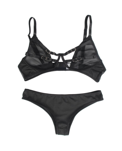 SUBBLIME - ENSEMBLE DEUX PIÈCES DE SOUTIEN-GORGE TRANSPARENT ET BANDES S/M