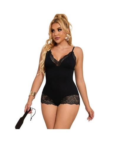 SUBBLIME - TEDDY DÉTAIL DENTELLE FLORALE NOIR S/M