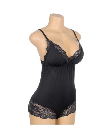SUBBLIME - TEDDY DÉTAIL DENTELLE FLORALE NOIR S/M