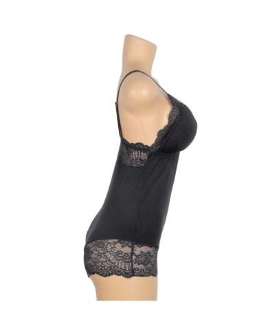 SUBBLIME - TEDDY DÉTAIL DENTELLE FLORALE NOIR S/M