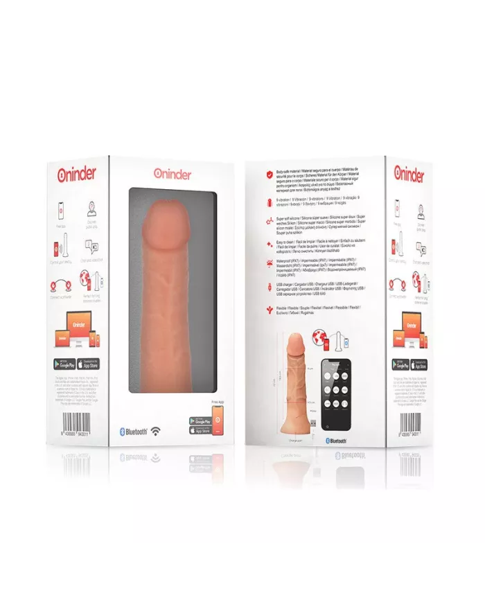 ONINDER - GRAND GODE VIBRATEUR BOGOTÁ 9 VITESSES NATUREL 22 CM -O- 4,5 CM - APPLICATION GRATUITE