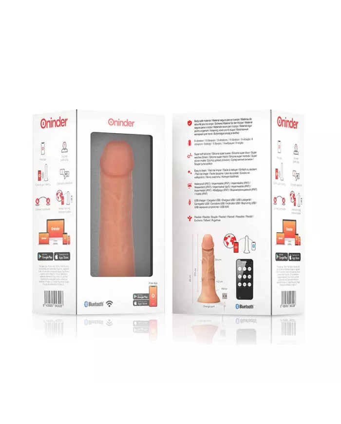 ONINDER - GODE VIBRATEUR BOGOTÁ MOYEN 9 VITESSES NATUREL 20 CM -O- 4.2 CM - APPLICATION GRATUITE