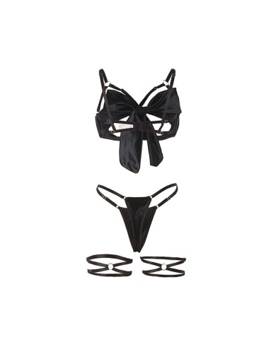 SUBBLIME - 955199 ENSEMBLE SOUTIEN-GORGE AVEC NŒUD NOIR RÉGLABLE S/M