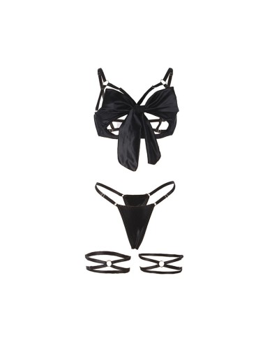 SUBBLIME - 955205 ENSEMBLE SOUTIEN-GORGE AVEC NŒUD NOIR RÉGLABLE L/XL