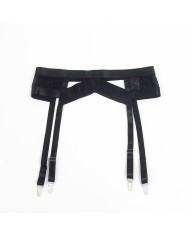 SUBBLIME - 955236 ENSEMBLE SOUTIEN-GORGE BONDAGE NOIR AVEC JARRETELLE S/M