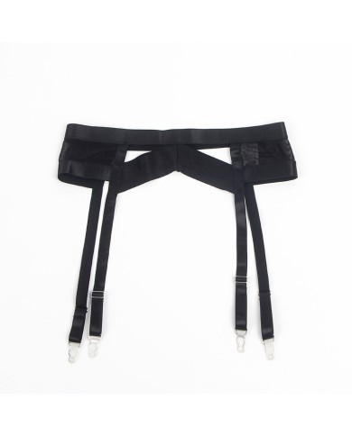 SUBBLIME - 955243 ENSEMBLE SOUTIEN-GORGE BONDAGE NOIR AVEC JARRETELLE L/XL