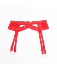 SUBBLIME - 955250 ENSEMBLE SOUTIEN-GORGE BONDAGE ROUGE AVEC JARRETELLES S/M