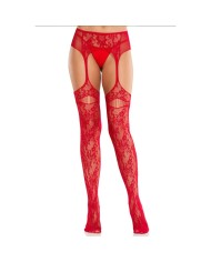 LEG AVENUE - BAS EN DENTELLE AVEC JARRETELLES ROUGES