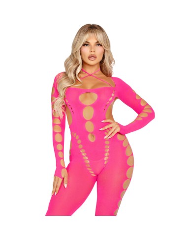 LEG AVENUE - BODYSTOCKING ROSE DOS OUVERT TAILLE UNIQUE