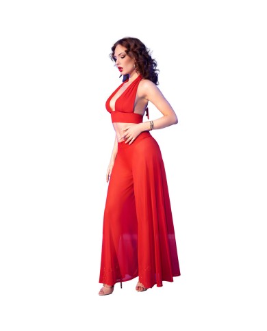 CHILIROSE - CR 4857 ENSEMBLE HAUT ET PANTALON ROUGE TAILLE S