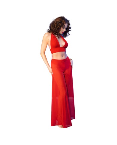 CHILIROSE - CR 4857 ENSEMBLE HAUT ET PANTALON ROUGE TAILLE S