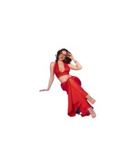 CHILIROSE - CR 4857 ENSEMBLE HAUT ET PANTALON ROUGE TAILLE S