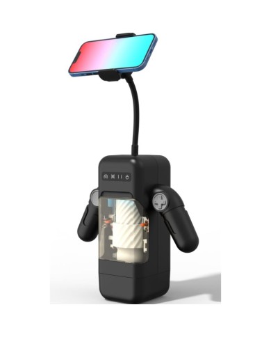 GAME CUP - MASTURBATEUR À VIBRATION DE POUSSÉE AVEC FONCTION CHAUFFANTE ET SUPPORT MOBILE - NOIR