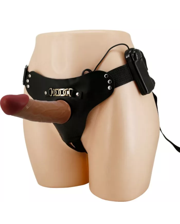 PRETTY LOVE - STARKS SLIP HARNAIS DILDO VIBRANT MULTI-VITESSES 17,5 CM MARRON CLAIR