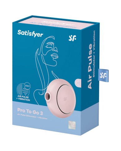 SATISFYER - STIMULATEUR ET VIBRATEUR DOUBLE AIR PULSE PRO TO GO 3 ROSE