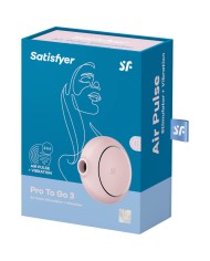 SATISFYER - STIMULATEUR ET VIBRATEUR DOUBLE AIR PULSE PRO TO GO 3 ROSE