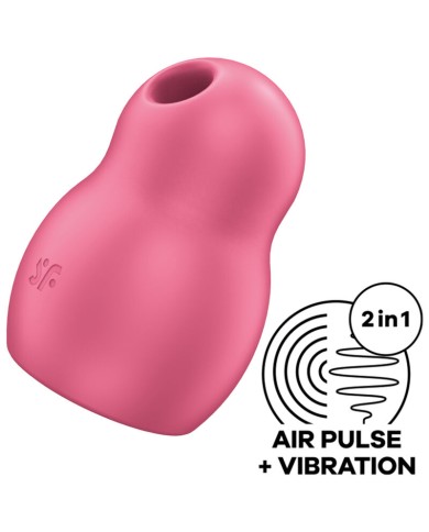 SATISFYER - STIMULATEUR ET VIBRATEUR DOUBLE AIR PULSE PRO TO GO 1 ROUGE