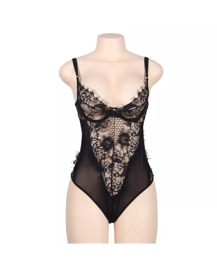 SUBBLIME - QUEEN PLUS DENTELLE FLORALE ET TEDDY NOIR  FRANGES SUBBLIME - QUEEN PLUS DENTELLE FLORALE ET TEDDY NOIR  FRANGES