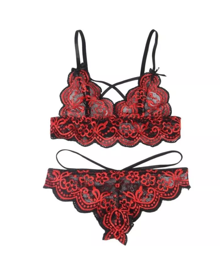 SUBBLIME - SET ENSEMBLE DEUX PIÈCES TOP ET CULOTTE EN DENTELLE S/M SUBBLIME - SET ENSEMBLE DEUX PIÈCES TOP ET CULOTTE EN DENTELLE S/M