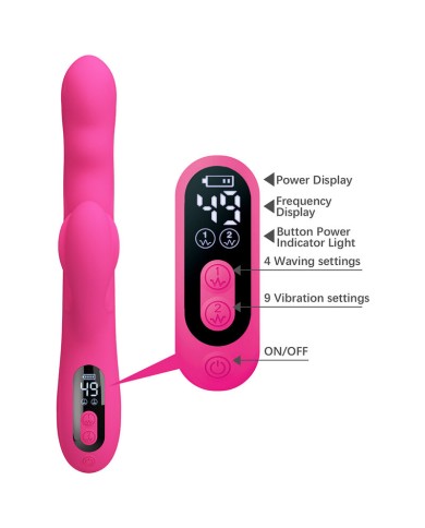 PRETTY LOVE - VIBRATEUR LAPIN MULTIFONCTION WINTERS AVEC AFFICHAGE LED ROSE