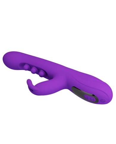 PRETTY LOVE - VIBRATEUR LAPIN SABIEN AVEC STIMULATION PAR TAPOTEMENTS ET LED VIOLETTE