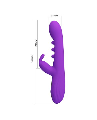 PRETTY LOVE - VIBRATEUR LAPIN SABIEN AVEC STIMULATION PAR TAPOTEMENTS ET LED VIOLETTE