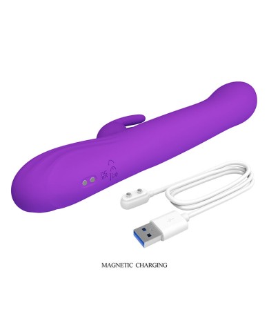 PRETTY LOVE - VIBRATEUR LAPIN SABIEN AVEC STIMULATION PAR TAPOTEMENTS ET LED VIOLETTE