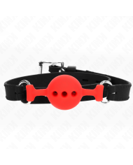 KINK - BÂILLON ENTIÈREMENT SILICONE 55 x 2 CM AVEC BOULE DE 4 CM TAILLE S ROUGE AJUSTABLE 35-51 CM