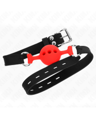 KINK - BÂILLON ENTIÈREMENT SILICONE 55 x 2 CM AVEC BOULE DE 4 CM TAILLE S ROUGE AJUSTABLE 35-51 CM