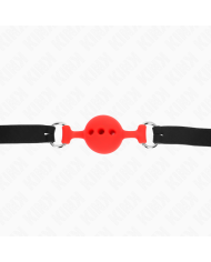 KINK - BÂILLON ENTIÈREMENT SILICONE 55 x 2 CM AVEC BOULE DE 4 CM TAILLE S ROUGE AJUSTABLE 35-51 CM