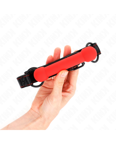 KINK - GAG EN OS AVEC SANGLE EN CUIRETTE ROUGE AJUSTABLE 41-57 CM