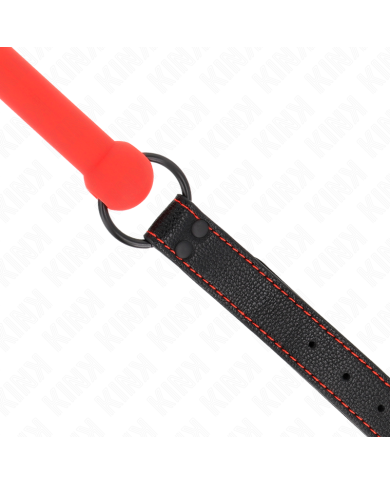 KINK - GAG EN OS AVEC SANGLE EN CUIRETTE ROUGE AJUSTABLE 41-57 CM