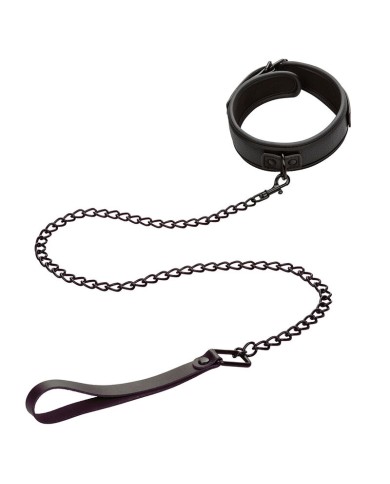 CALEXOTICS - NOCTURNAL COLLIER ET LAISSE EN CUIR RÉGLABLE NOIR