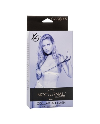CALEXOTICS - NOCTURNAL COLLIER ET LAISSE EN CUIR RÉGLABLE NOIR