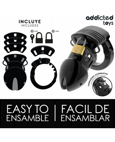 ADDICTED TOYS LOCKED - CAGE À PÉNIS CHASTETÉ PROFONDEUR 7,5 CM