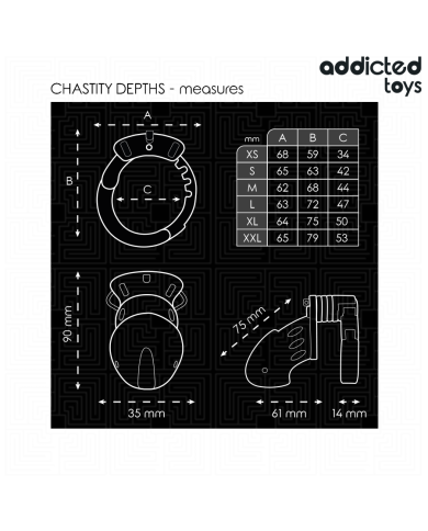 ADDICTED TOYS LOCKED - CAGE À PÉNIS CHASTETÉ PROFONDEUR 7,5 CM