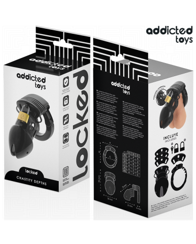 ADDICTED TOYS LOCKED - CAGE À PÉNIS CHASTETÉ PROFONDEUR 7,5 CM